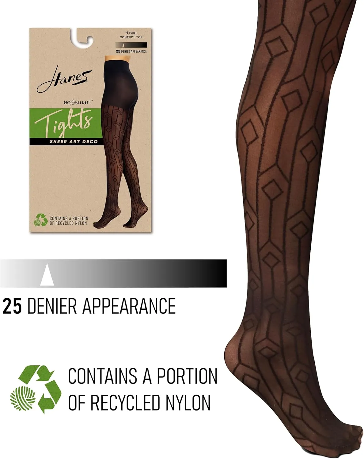 Hanes Women's Sheer Art Deco Control Top Tight