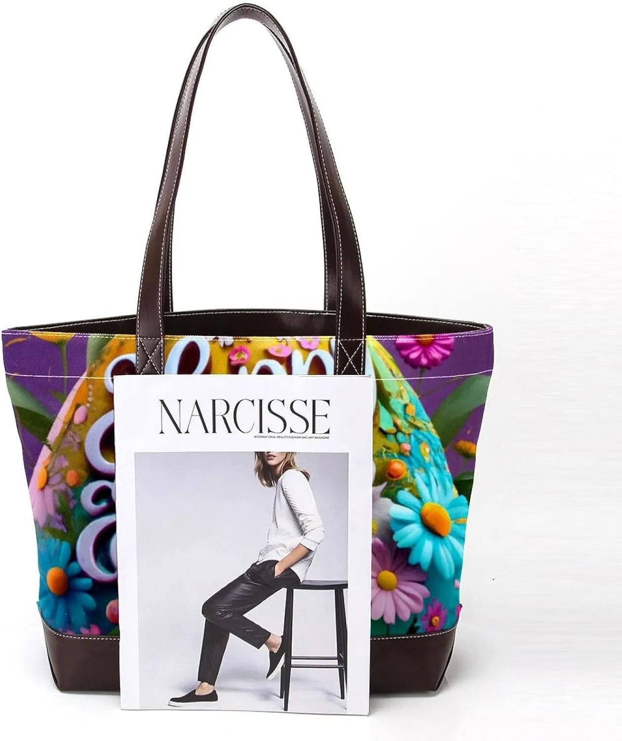 Happy Easter Creative Font-1200 Shoulder Purses for Women Large Soft Washed Leather Purses and Durable Handbags