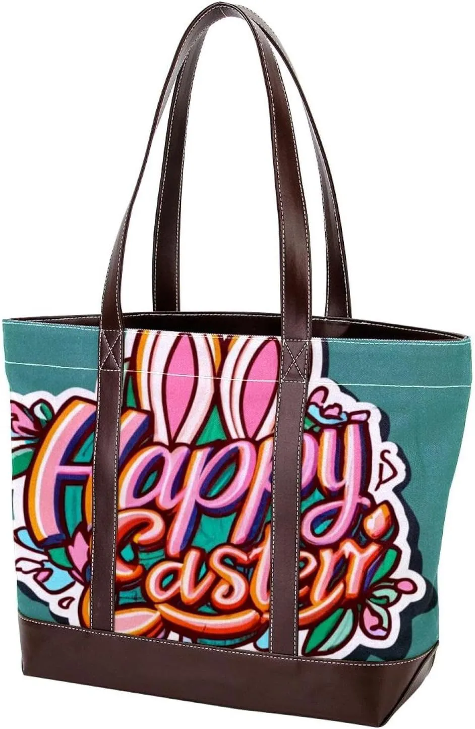 Happy Easter Creative Font-1200 Shoulder Purses for Women Large Soft Washed Leather Purses and Durable Handbags