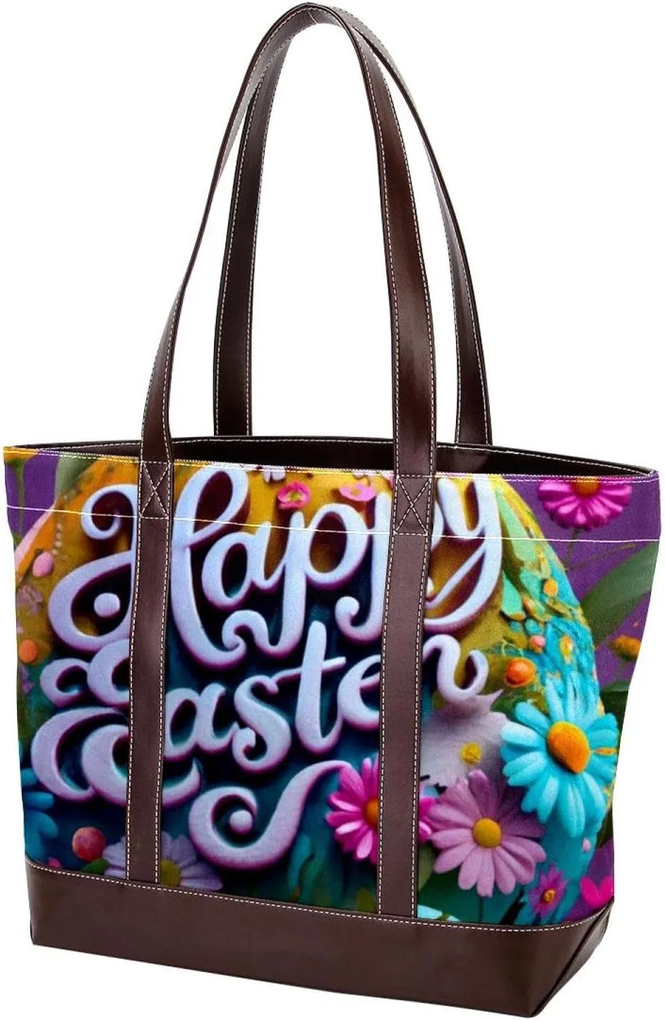 Happy Easter Creative Font-1200 Shoulder Purses for Women Large Soft Washed Leather Purses and Durable Handbags