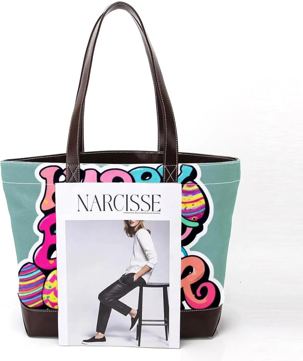 Happy Easter Creative Font-1200 Shoulder Purses for Women Large Soft Washed Leather Purses and Durable Handbags