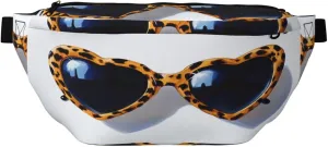 Heart Shaped Sunglasses With A Leopard Print Fanny Pack For Women Man, Waist Belt Bag Crossbody For Sports Travel Hiking Running Jogging