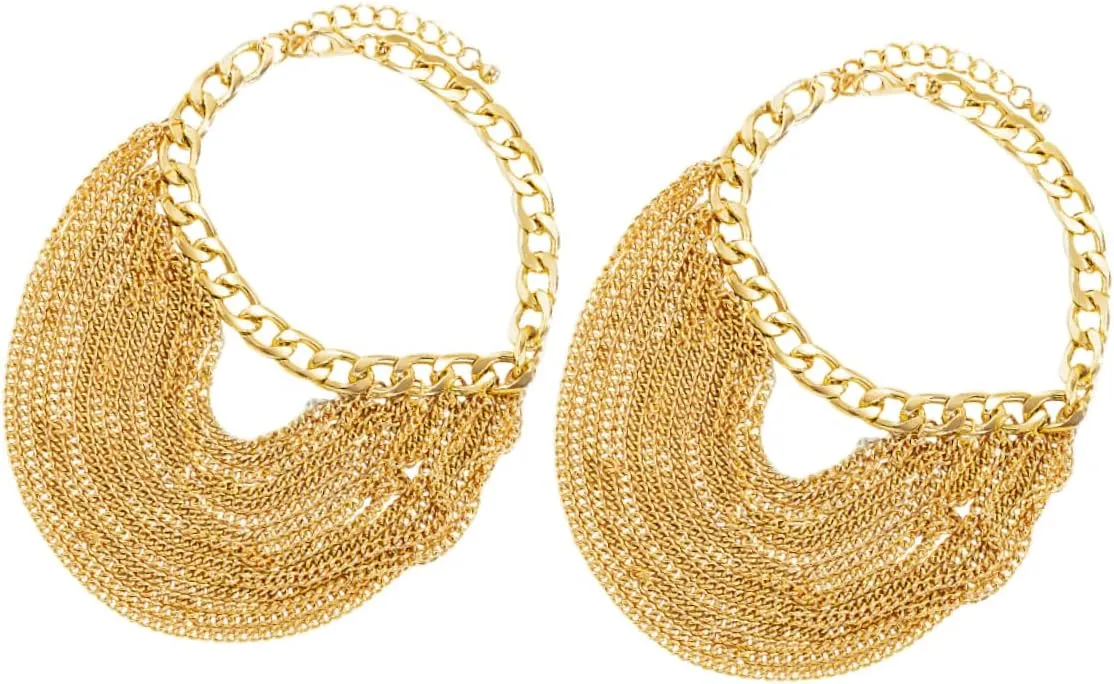 Hemoton Gold Anklet Tassels Punk Layered Anklet Chain Stylish Fashion Accessory