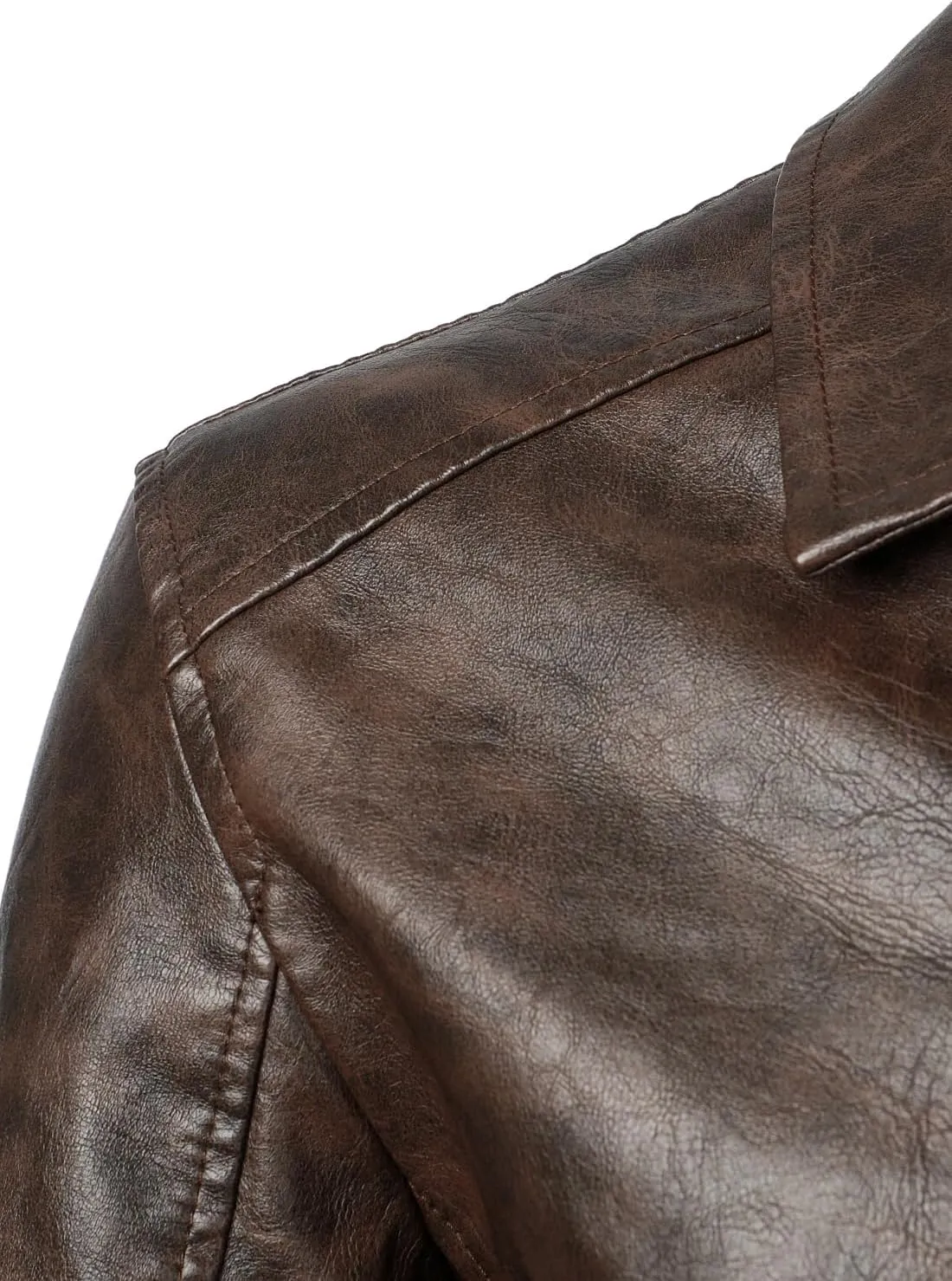HOOD CREW Mens Faux Leather Bomber Jacket Classic Style Motorcycle Jackets