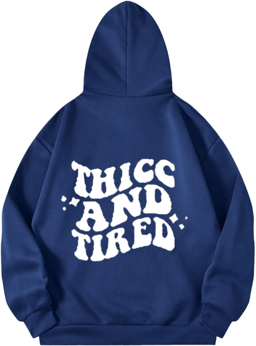 Hoodies Aesthetic Thicc and Tired Shape Printed Christian Pullover Hoodie with Pocket Drop Shoulder Loose Fit Fall Winter