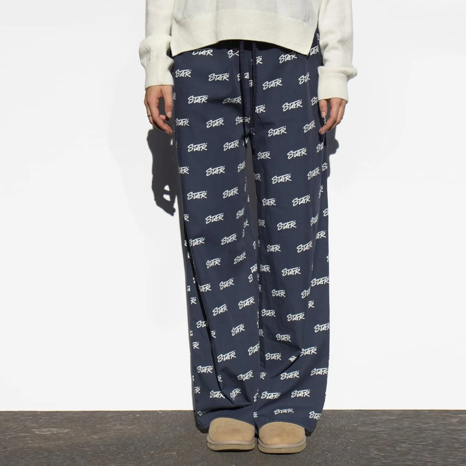 HOXIJIA Women Casual Floral Print Baggy Pants Drawstring High Waist Loose Fit Straight Wide Leg Trousers Y2K Streetwear