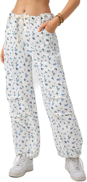 HOXIJIA Women Casual Floral Print Baggy Pants Drawstring High Waist Loose Fit Straight Wide Leg Trousers Y2K Streetwear