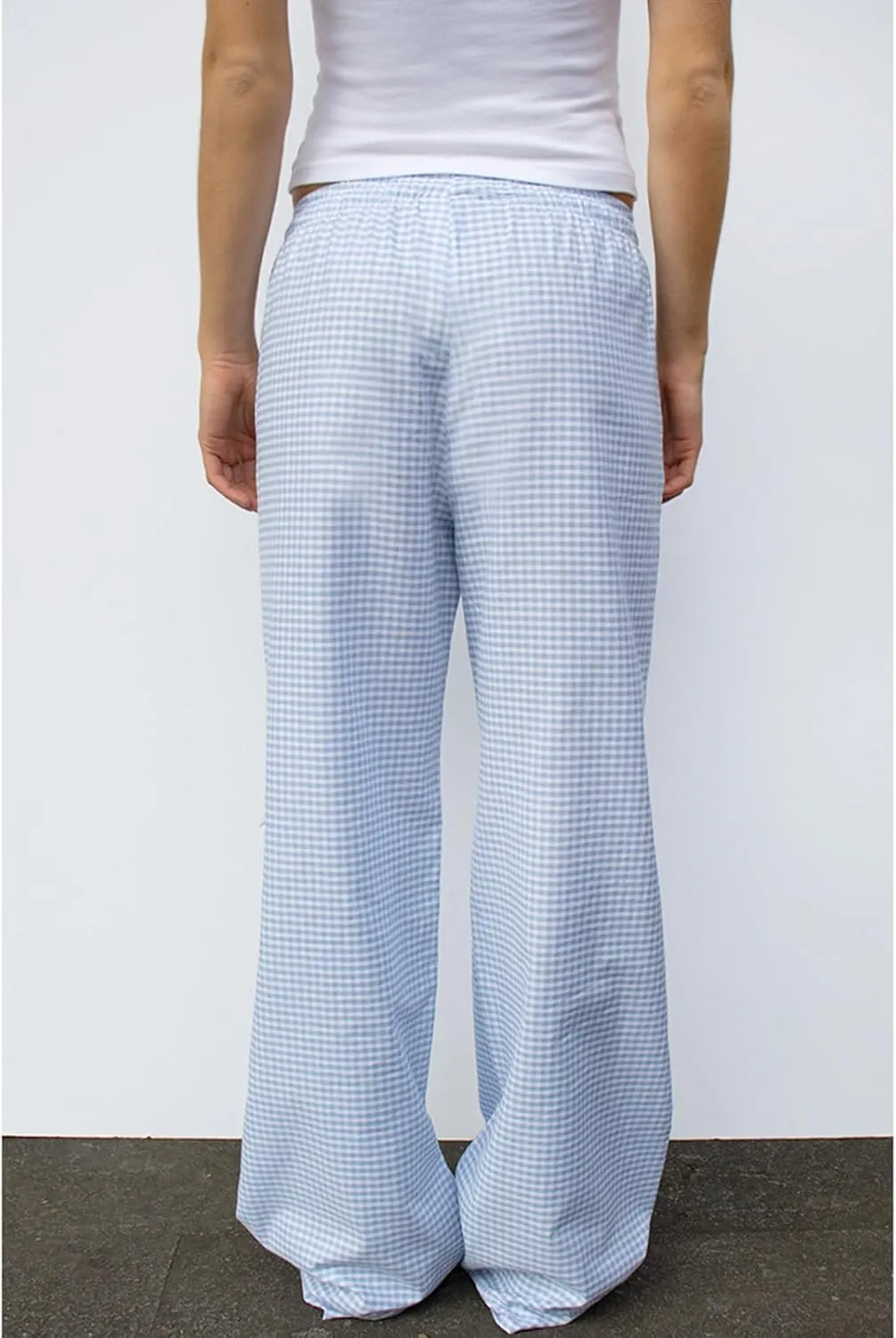 HOXIJIA Women Casual Floral Print Baggy Pants Drawstring High Waist Loose Fit Straight Wide Leg Trousers Y2K Streetwear