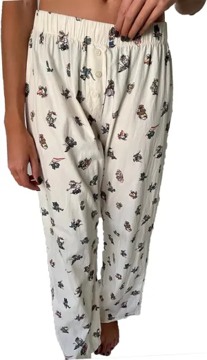HOXIJIA Women Casual Floral Print Baggy Pants Drawstring High Waist Loose Fit Straight Wide Leg Trousers Y2K Streetwear
