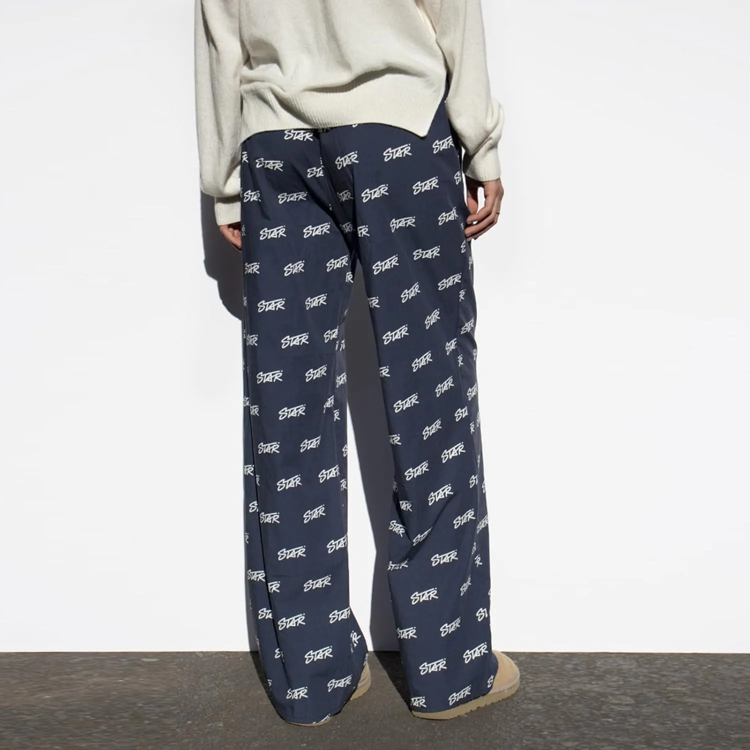 HOXIJIA Women Casual Floral Print Baggy Pants Drawstring High Waist Loose Fit Straight Wide Leg Trousers Y2K Streetwear