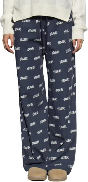 HOXIJIA Women Casual Floral Print Baggy Pants Drawstring High Waist Loose Fit Straight Wide Leg Trousers Y2K Streetwear