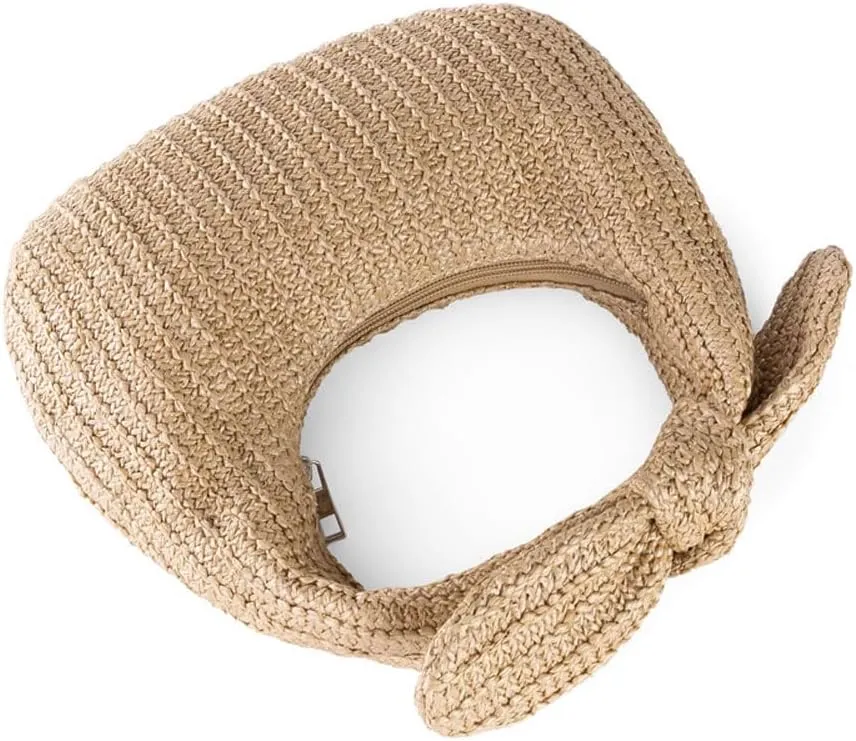 Huralona Women Straw Woven Clutch Purse Pleated Handbag for Summer Beach Vacation Straw Shoulder Crossbody Bag