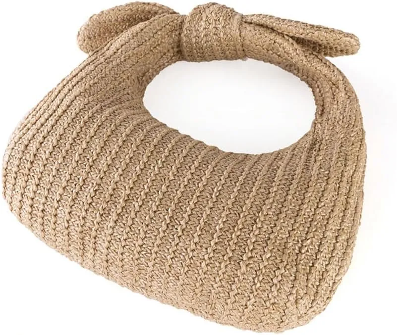 Huralona Women Straw Woven Clutch Purse Pleated Handbag for Summer Beach Vacation Straw Shoulder Crossbody Bag
