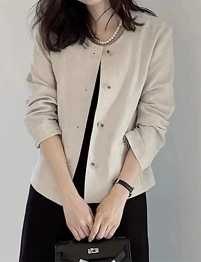 IDEALSANXUN Womens Linen Jackets Spring Summer Lightweight Linen Blazer Cardigan Tops