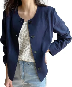 IDEALSANXUN Womens Linen Jackets Spring Summer Lightweight Linen Blazer Cardigan Tops