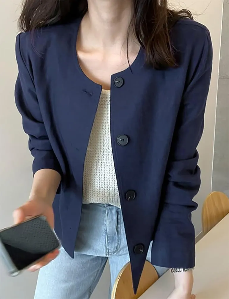 IDEALSANXUN Womens Linen Jackets Spring Summer Lightweight Linen Blazer Cardigan Tops