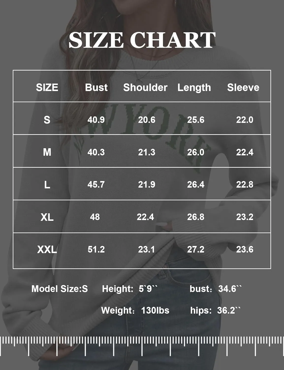 IECCP Womens Graphic Sweater Casual Knit Pullover Drop Shoulder Long Sleeves Crewneck Soft Jumper Tops
