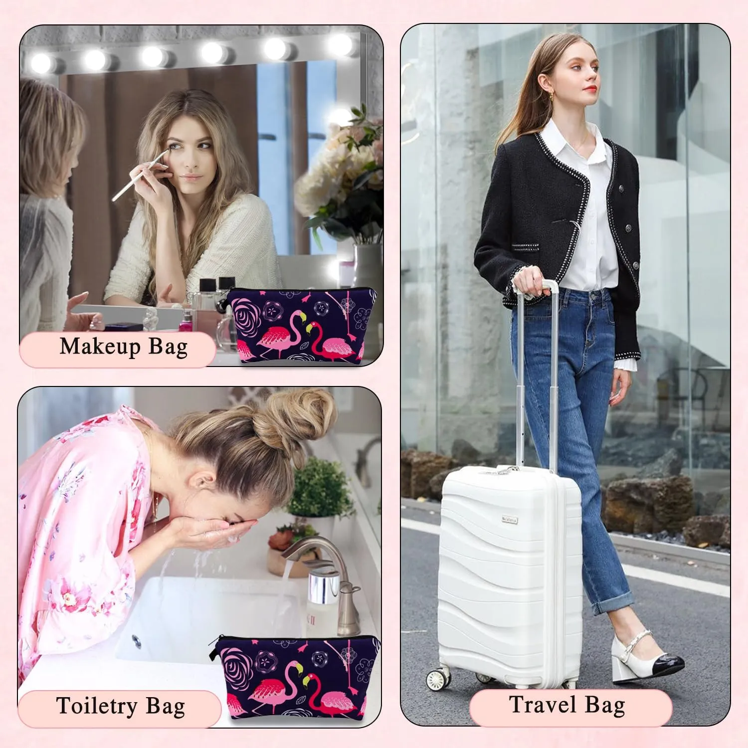 Initial Makeup Bag, Travel Make Up Bag Cosmetic Bag for Women, Toiletry Bags for Traveling, Gifts for Women Daughter Friends Birthday Gifts (NR10664)