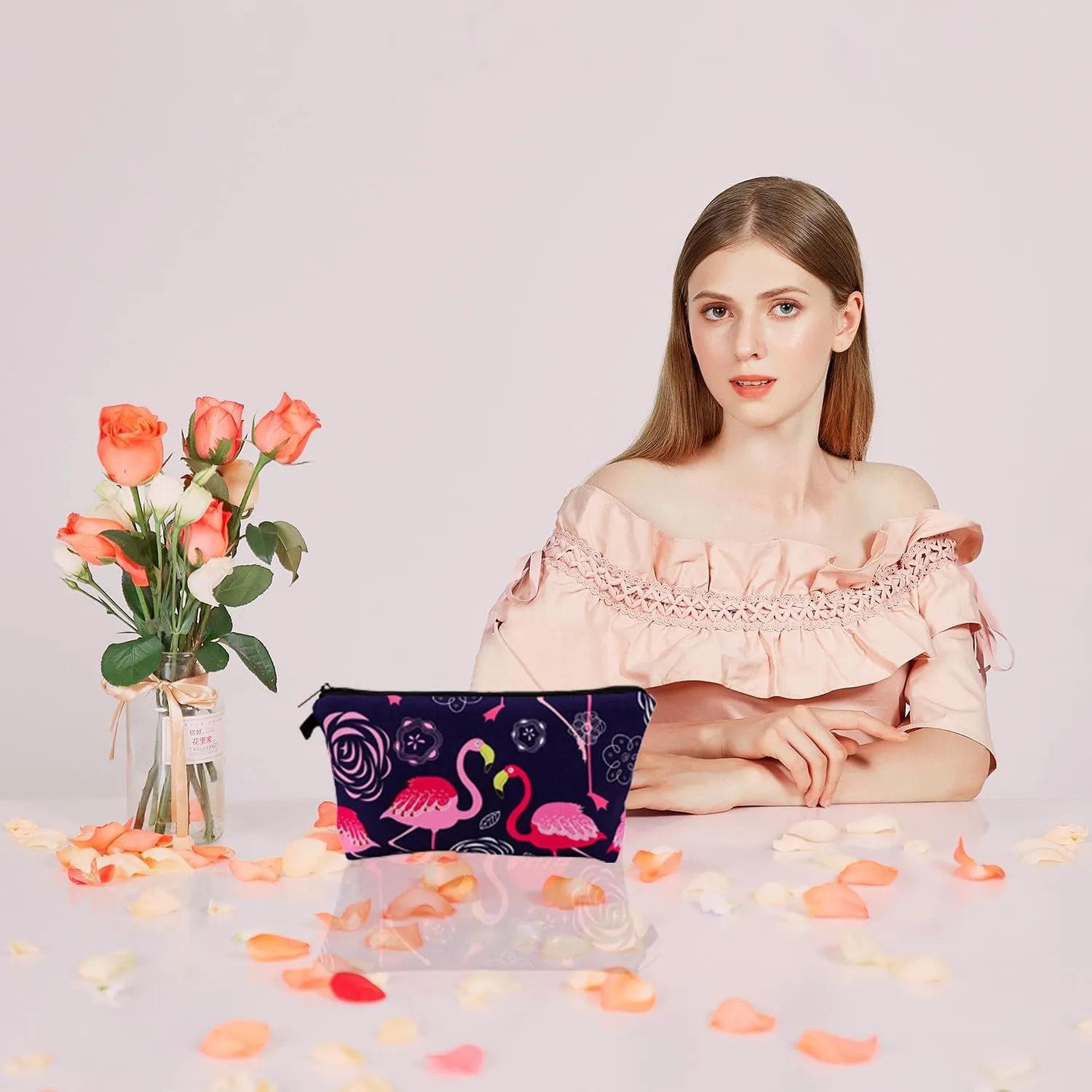 Initial Makeup Bag, Travel Make Up Bag Cosmetic Bag for Women, Toiletry Bags for Traveling, Gifts for Women Daughter Friends Birthday Gifts (NR10664)
