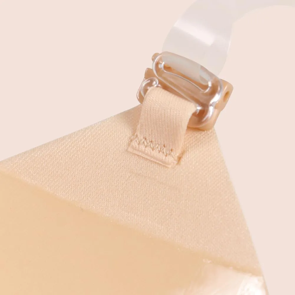 Invisible Adhesive Push-Up Bra Sticky Strapless Bra with Clear Halter Neck Strap for Backless Dresses/Tops
