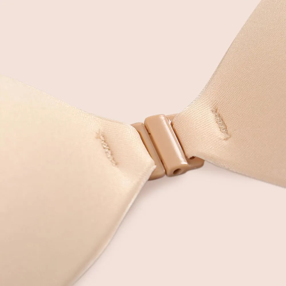 Invisible Adhesive Push-Up Bra Sticky Strapless Bra with Clear Halter Neck Strap for Backless Dresses/Tops