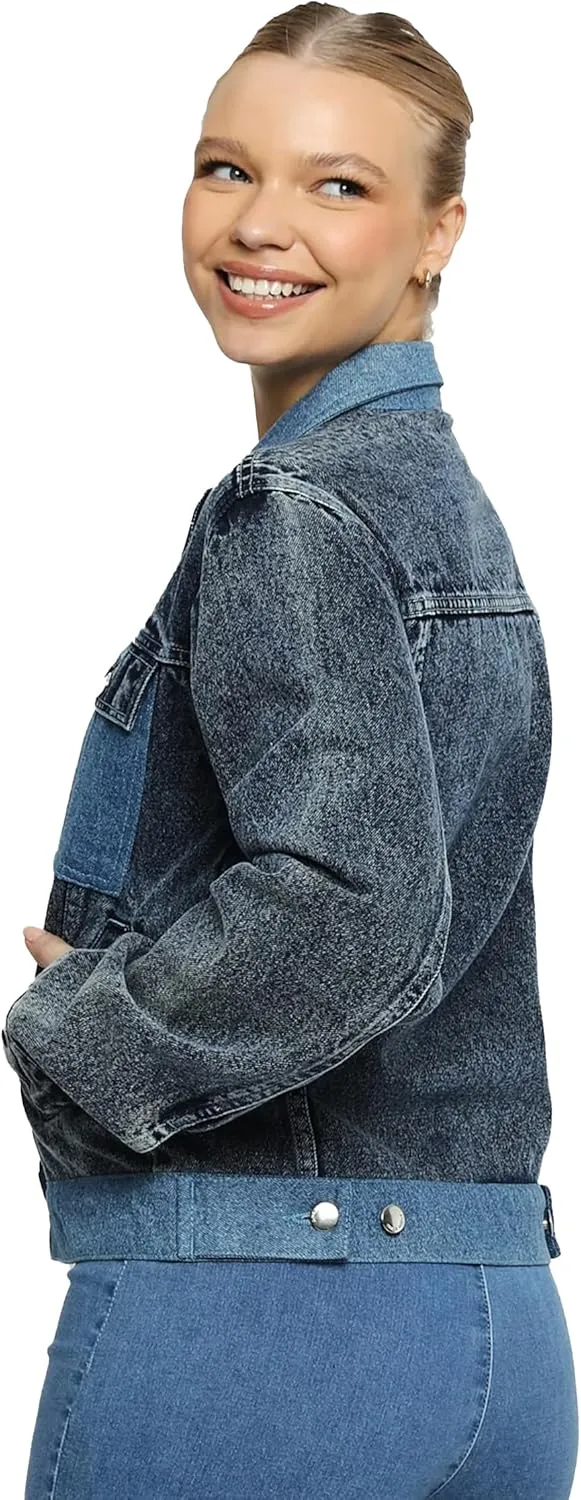 Jean Jacket Women - Long Sleeves Button Down Denim Jacket for Women Clothing in Regular Fit & Oversized with Waist Adjuster