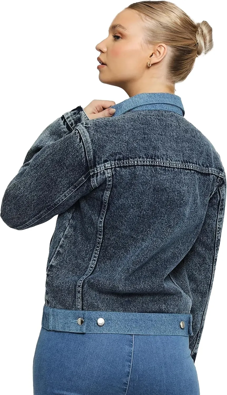 Jean Jacket Women - Long Sleeves Button Down Denim Jacket for Women Clothing in Regular Fit & Oversized with Waist Adjuster