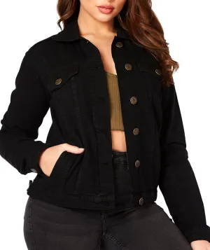 Jean Jacket Women - Long Sleeves Button Down Denim Jacket for Women Clothing in Regular Fit & Oversized with Waist Adjuster