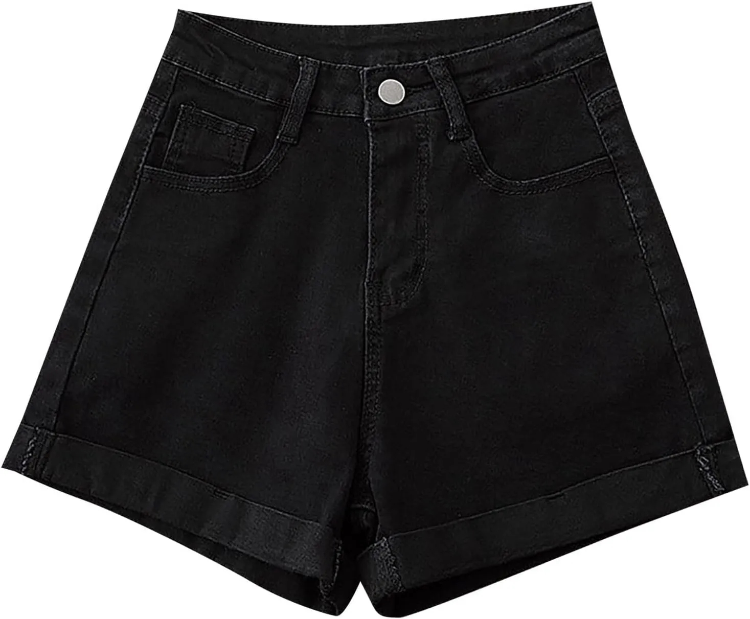 Jean Shorts for Women Summer Casual Loose Fit Elastic High Waisted Shorts Fashion Comfort Wide Leg Shorts with Pockets