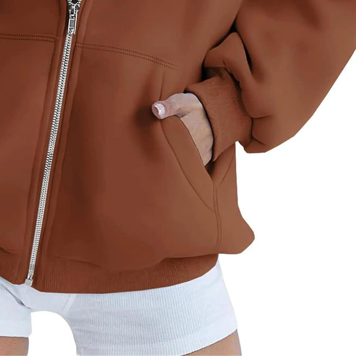 JEsilunmaMY Women's Zip Up Oversized Cute Hoodies Long Sleeve Fall Jacket Sweatshirts Y2K Drawstring Jackets with Pockets