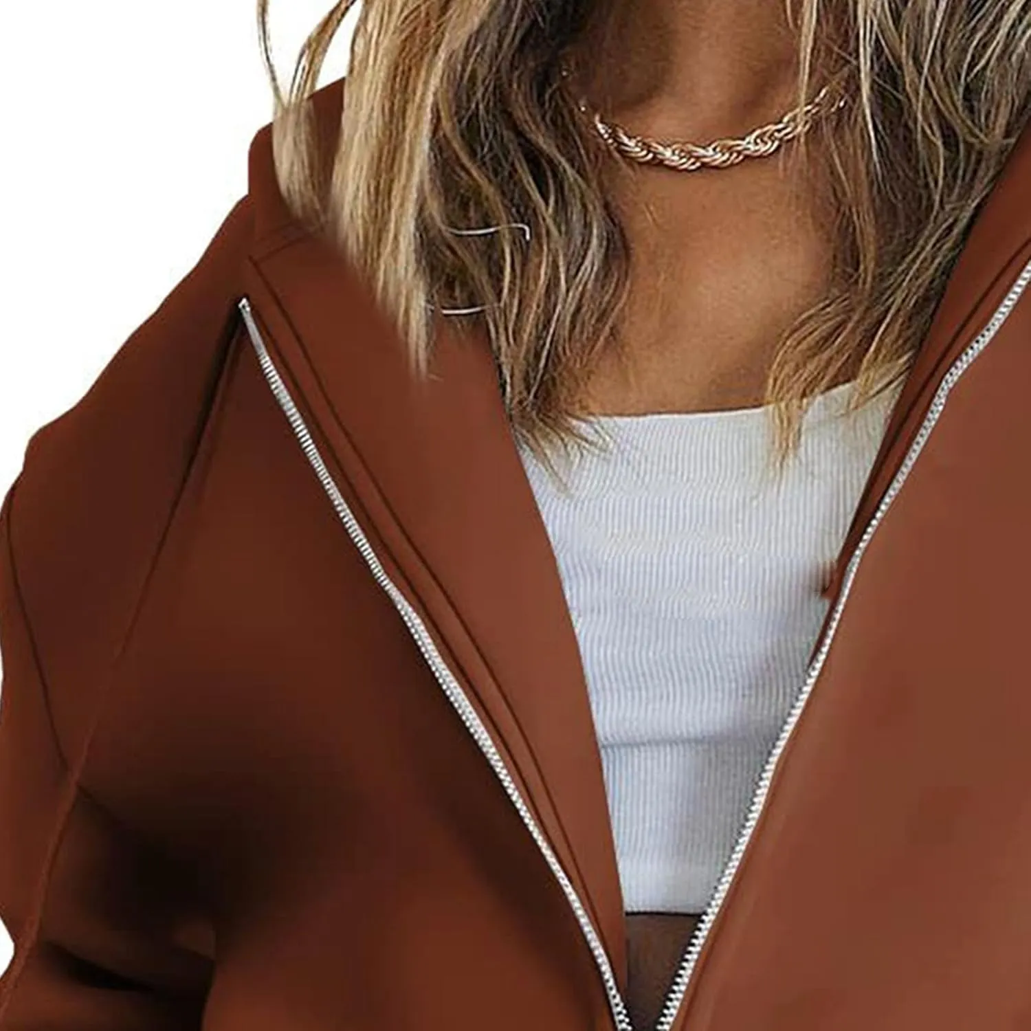 JEsilunmaMY Women's Zip Up Oversized Cute Hoodies Long Sleeve Fall Jacket Sweatshirts Y2K Drawstring Jackets with Pockets