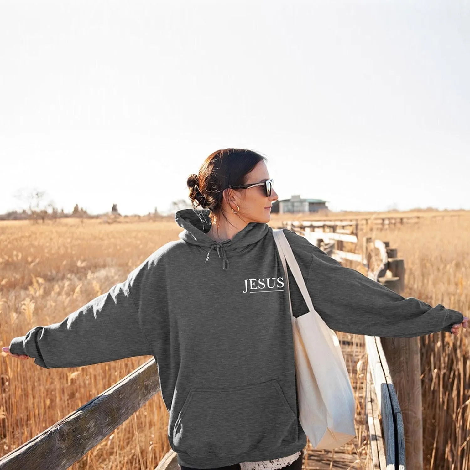 Jesus Hoodies for Women Teen Girls Oversized Christian Bible Verse Y2K Hooded Long Sleeve Christian Hoodie