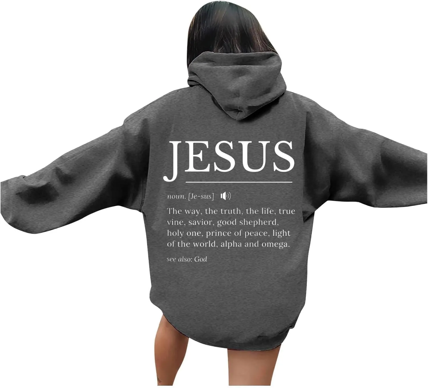 Jesus Hoodies for Women Teen Girls Oversized Christian Bible Verse Y2K Hooded Long Sleeve Christian Hoodie