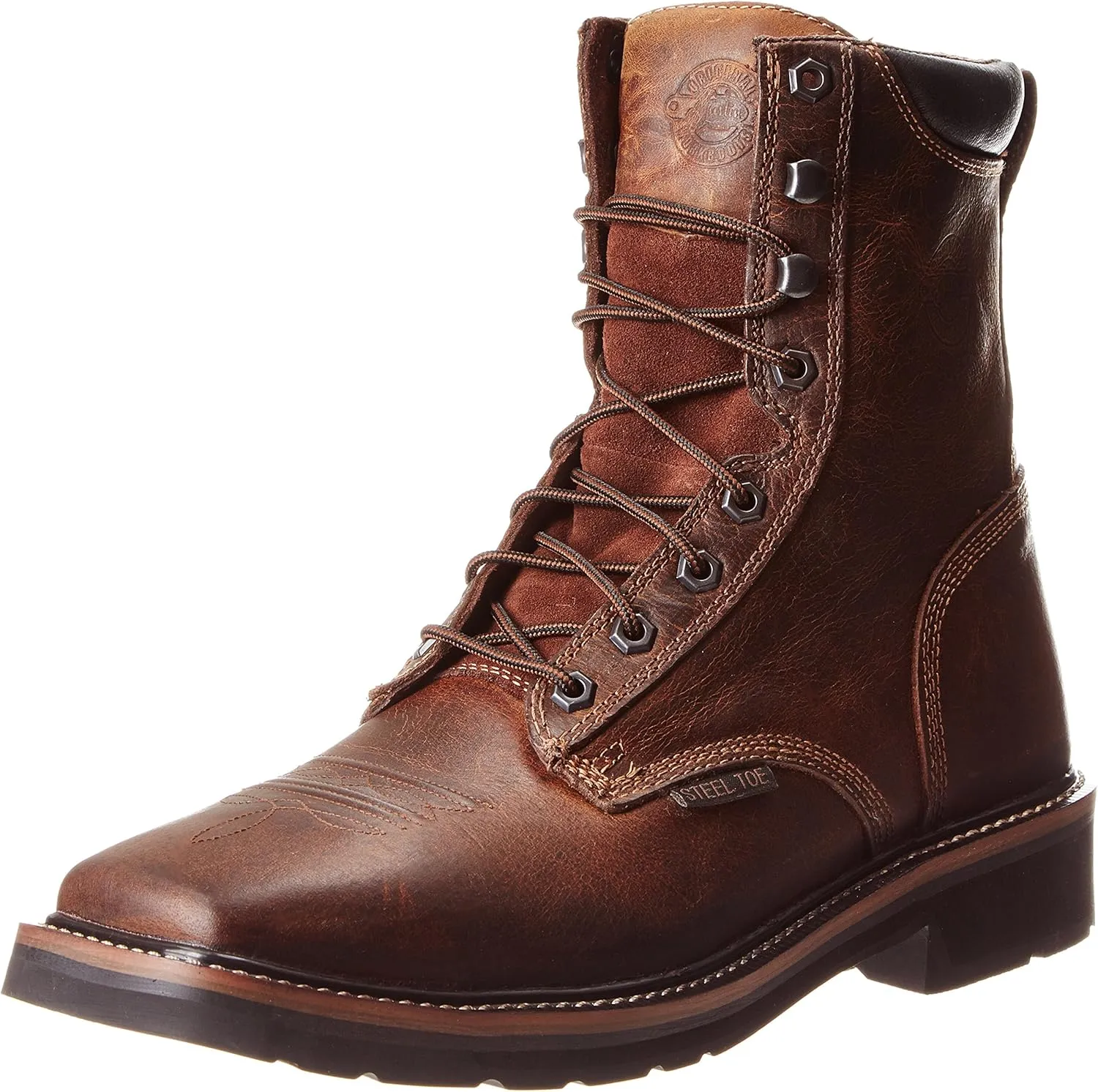 Justin Original Work Mens Rugged Tan Steel Toe Lace Up Work Boots Tan 9.5 D