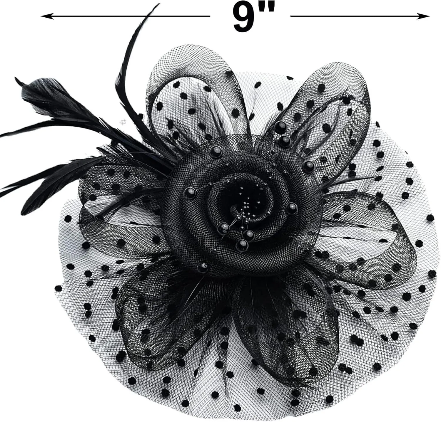 Kentucky Fascinators Hats for Women, Tea Party Headwear Mesh Flower Feather Headband & Hair Clip for Cocktail