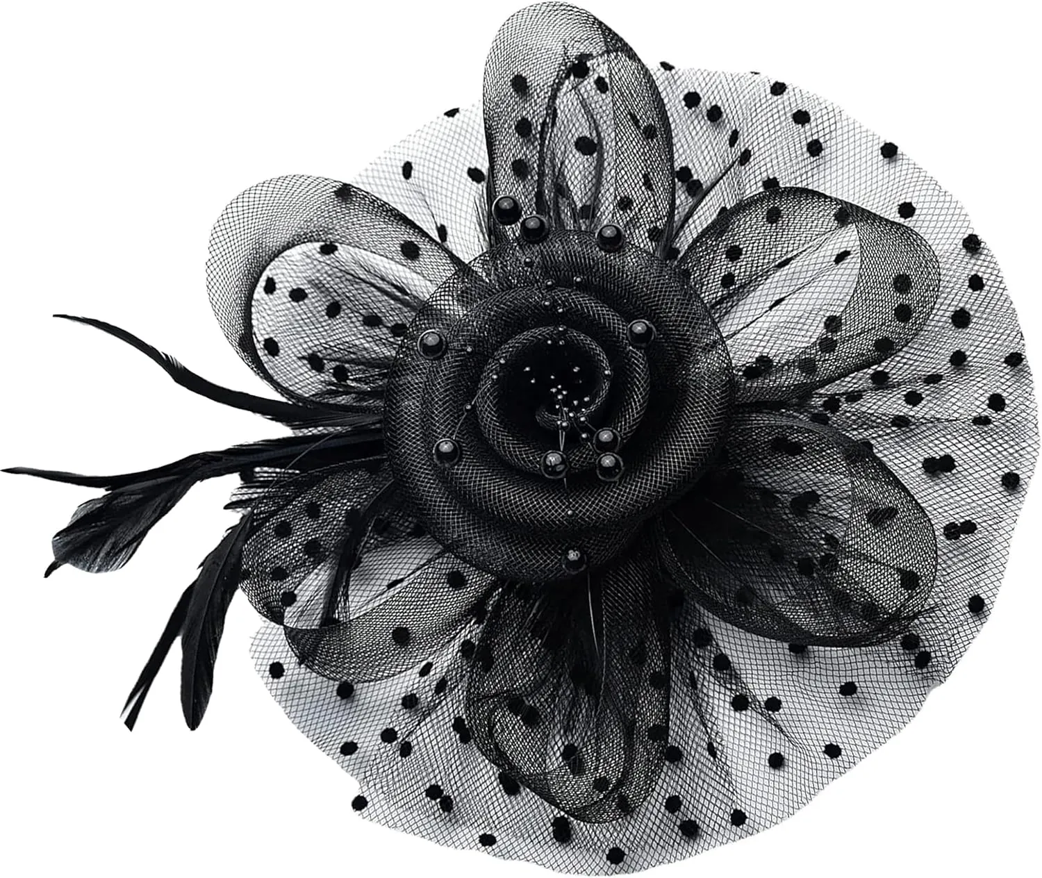 Kentucky Fascinators Hats for Women, Tea Party Headwear Mesh Flower Feather Headband & Hair Clip for Cocktail