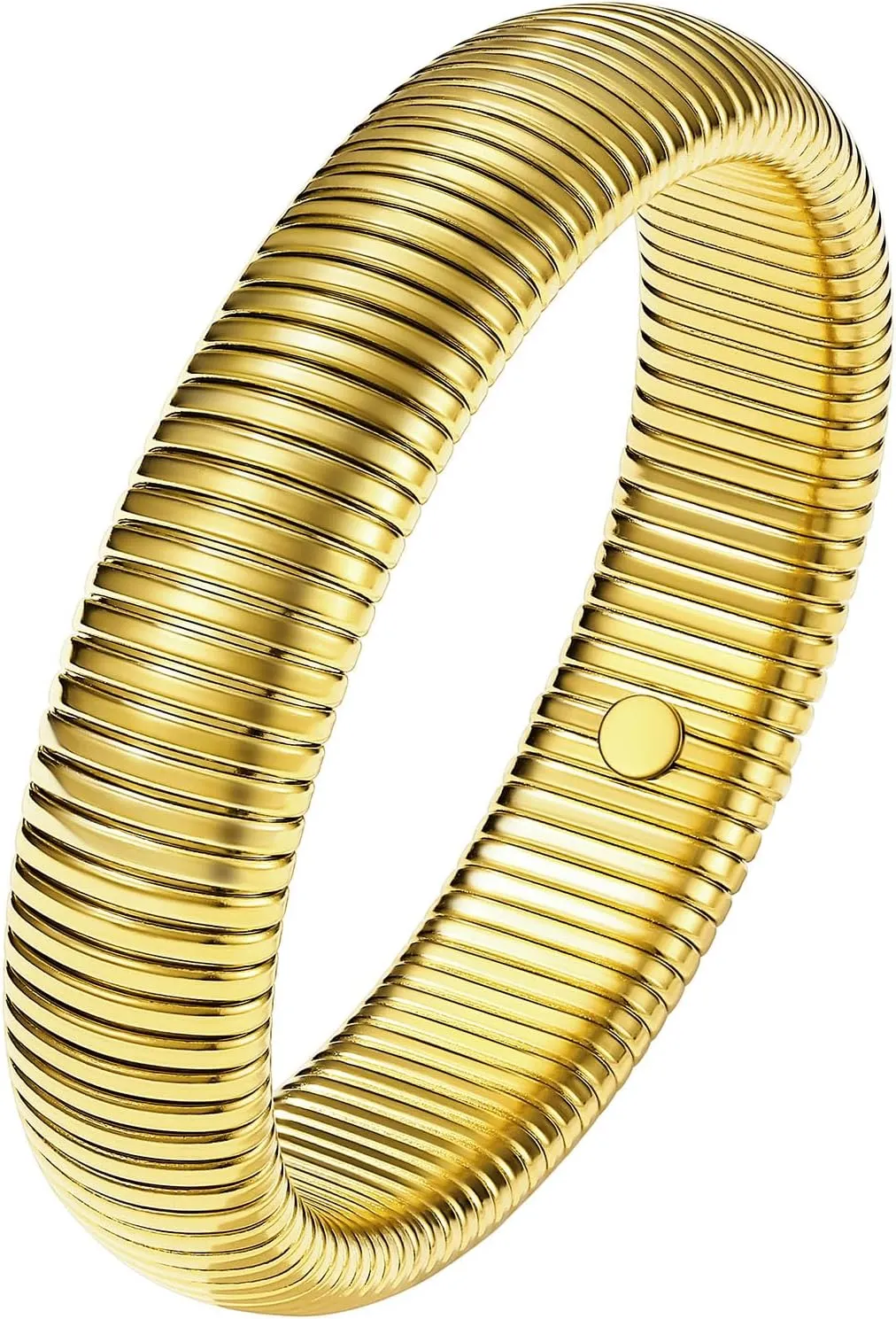 KeyStyle Bangle Bracelets for Women, Stainless Steel Stretch Bracelet Flexible Wide Link Chain Gold Wristband GoldChic Twisted Jewelry, 10mm, 16mm, 20mm