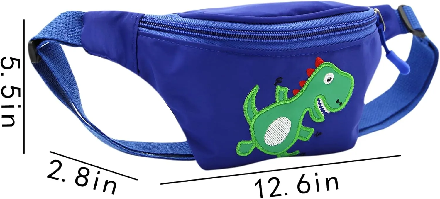Kids Baby Boys Girls Fanny Pack Cartoon Dinosaur Purse Waist Pack Belt Bum Bag for Travel,Hiking,Sports (Blue)