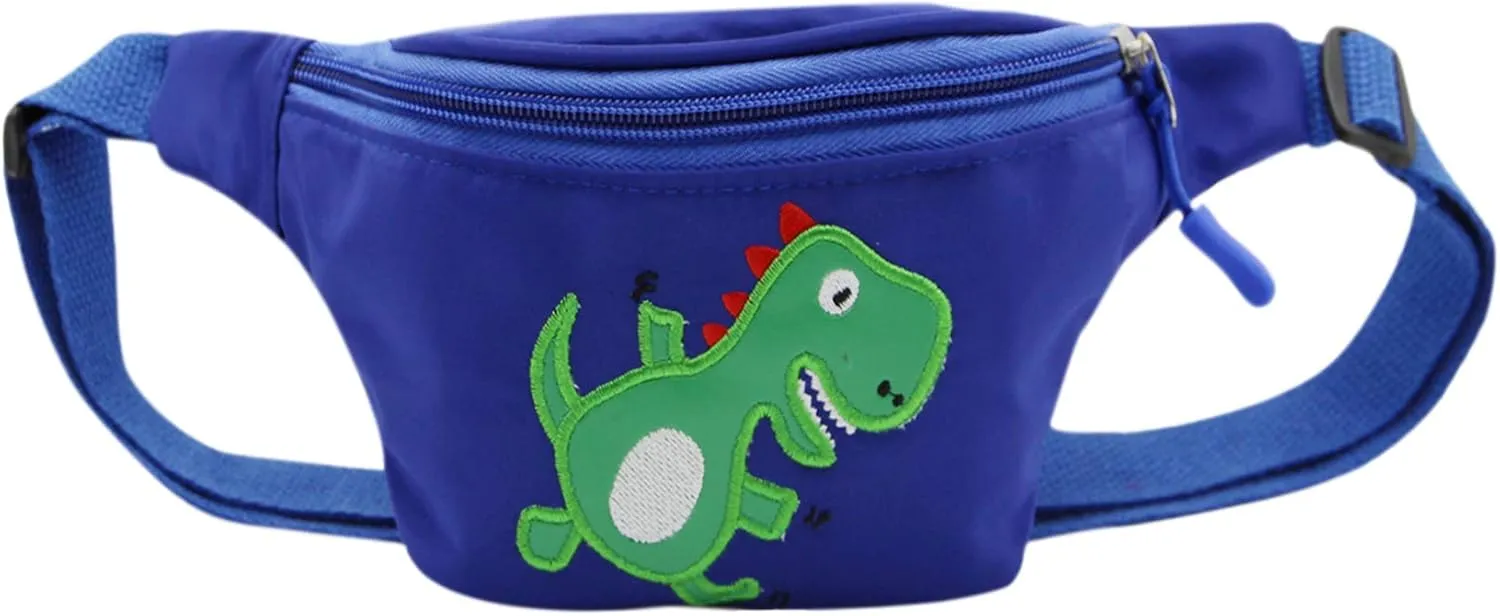 Kids Baby Boys Girls Fanny Pack Cartoon Dinosaur Purse Waist Pack Belt Bum Bag for Travel,Hiking,Sports (Blue)