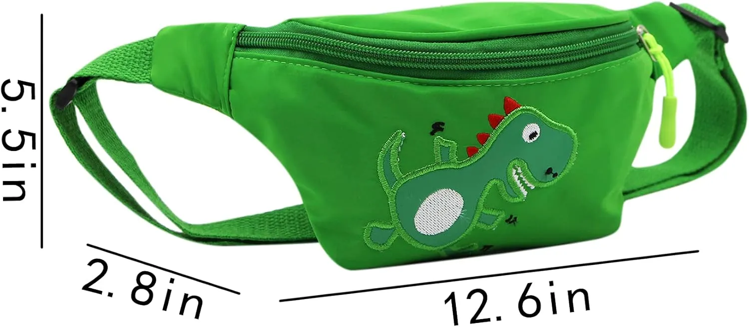 Kids Baby Boys Girls Fanny Pack Cartoon Dinosaur Purse Waist Pack Belt Bum Bag for Travel,Hiking,Sports (Green 2)