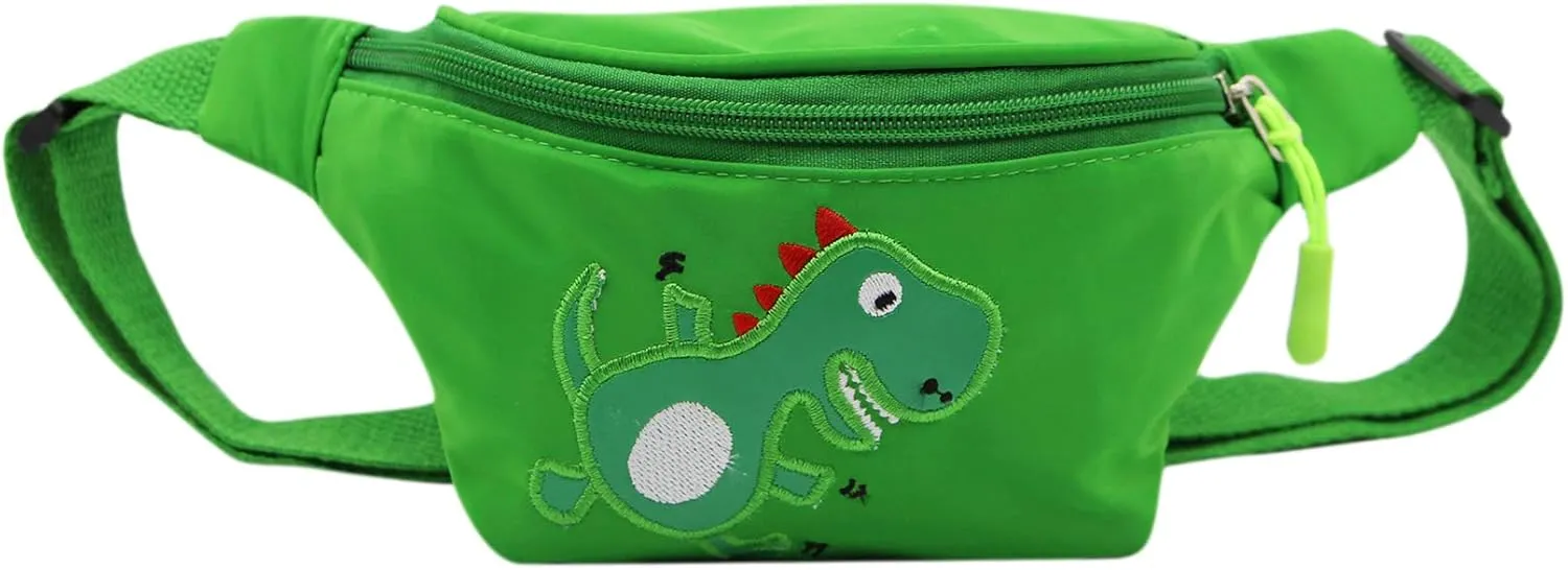 Kids Baby Boys Girls Fanny Pack Cartoon Dinosaur Purse Waist Pack Belt Bum Bag for Travel,Hiking,Sports (Green 2)