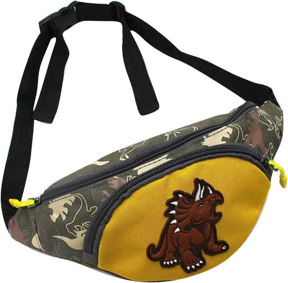 Kids Boys Girls Fanny Pack Cartoon Dinosaur Purse Waist Pack Belt Bum Bag for Travel,Hiking,Sports