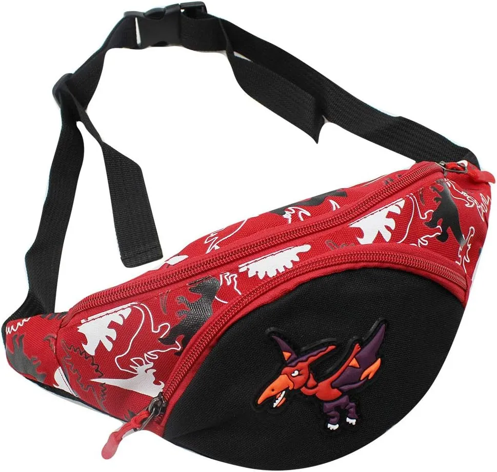 Kids Boys Girls Fanny Pack Cartoon Dinosaur Purse Waist Pack Belt Bum Bag for Travel,Hiking,Sports