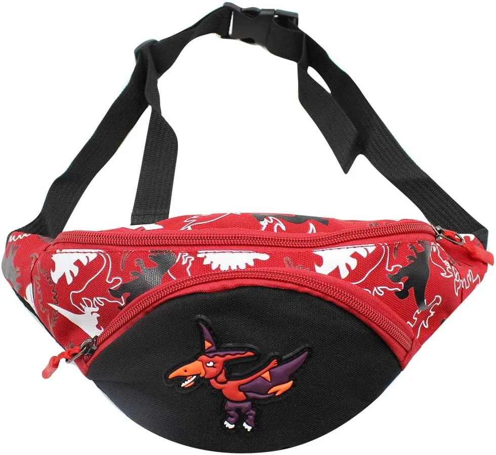 Kids Boys Girls Fanny Pack Cartoon Dinosaur Purse Waist Pack Belt Bum Bag for Travel,Hiking,Sports