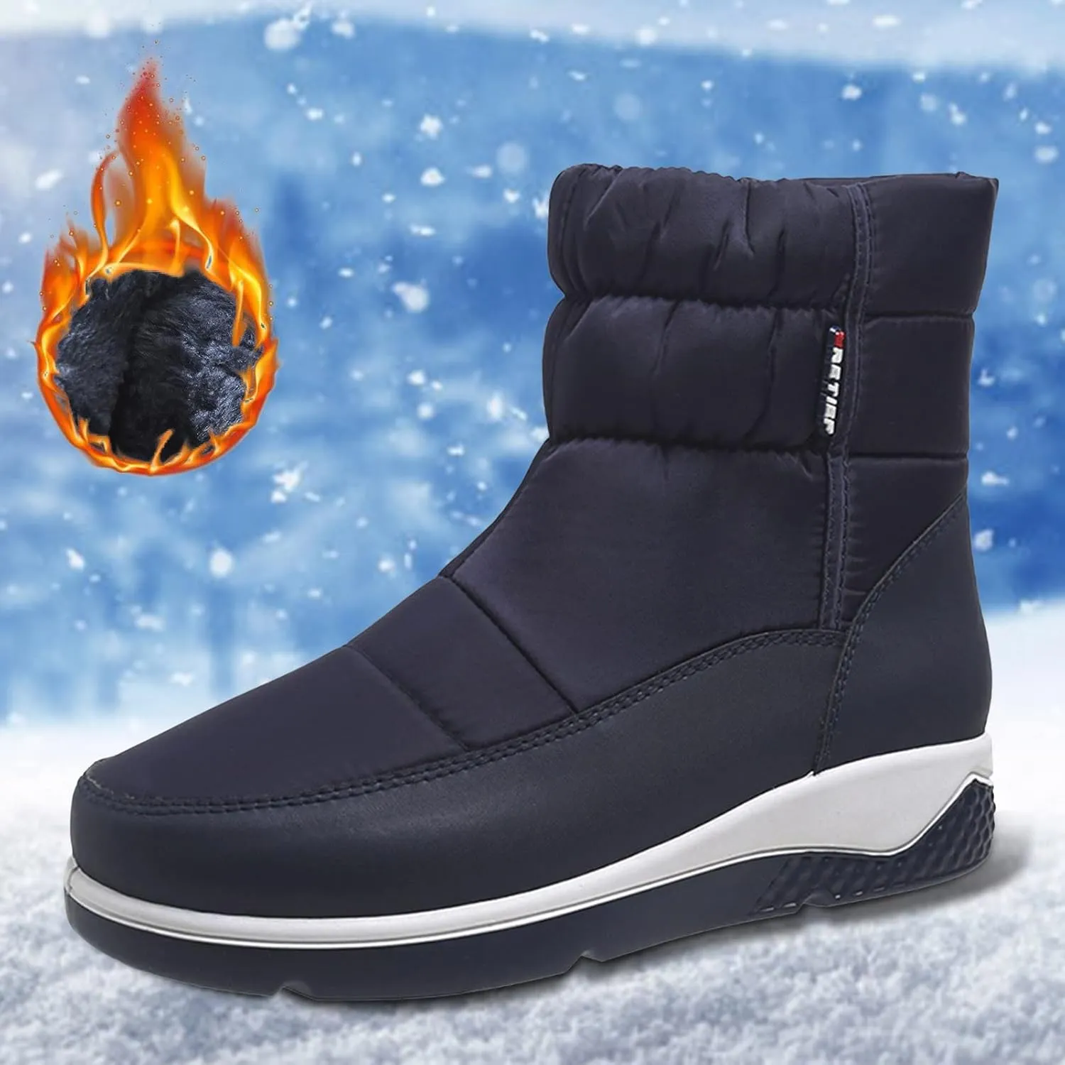 Knee High Winter Boots for Women Waterproof Snow Cute Womens Platform Snow Boots Womens Snow Boots Waterproof Size 8 Women Mid Calf Flat Leather Winter Boots Botas Para Nieve De Mujer Frio