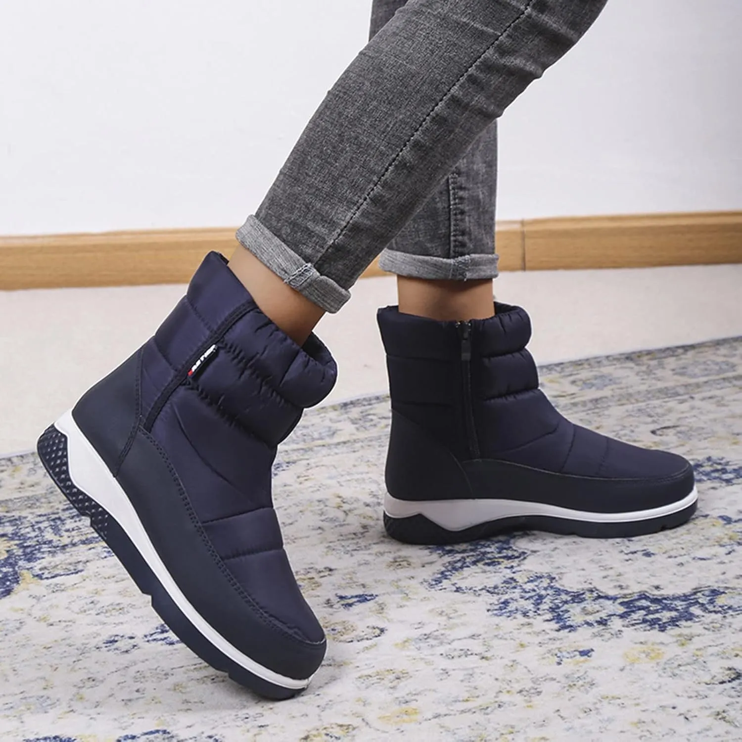 Knee High Winter Boots for Women Waterproof Snow Cute Womens Platform Snow Boots Womens Snow Boots Waterproof Size 8 Women Mid Calf Flat Leather Winter Boots Botas Para Nieve De Mujer Frio
