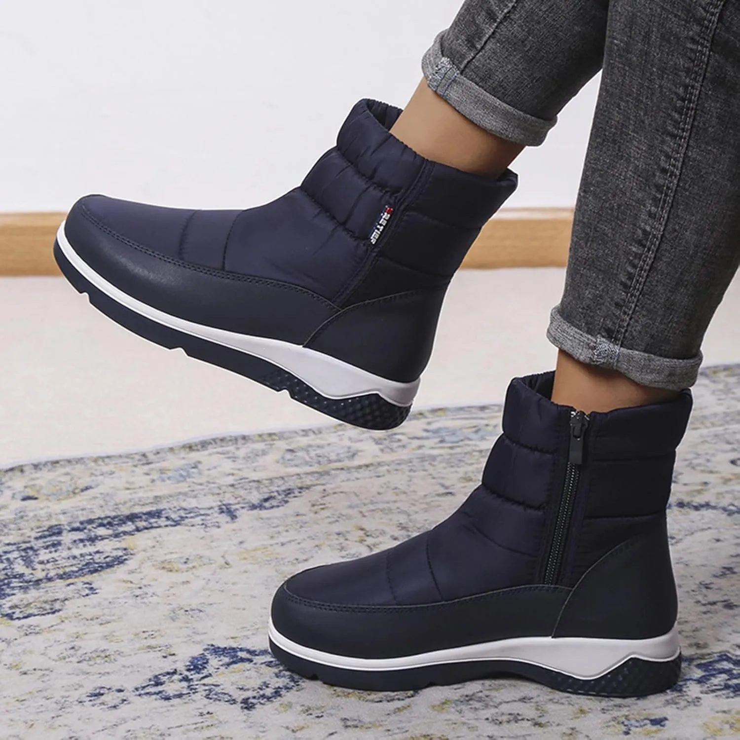 Knee High Winter Boots for Women Waterproof Snow Cute Womens Platform Snow Boots Womens Snow Boots Waterproof Size 8 Women Mid Calf Flat Leather Winter Boots Botas Para Nieve De Mujer Frio