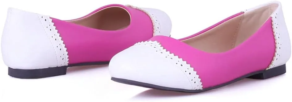 KOKOMOMO Womens Round Toe Slip On Ballet Flats Wingtip Oxford Pumps Vintage Rockabilly Shoes