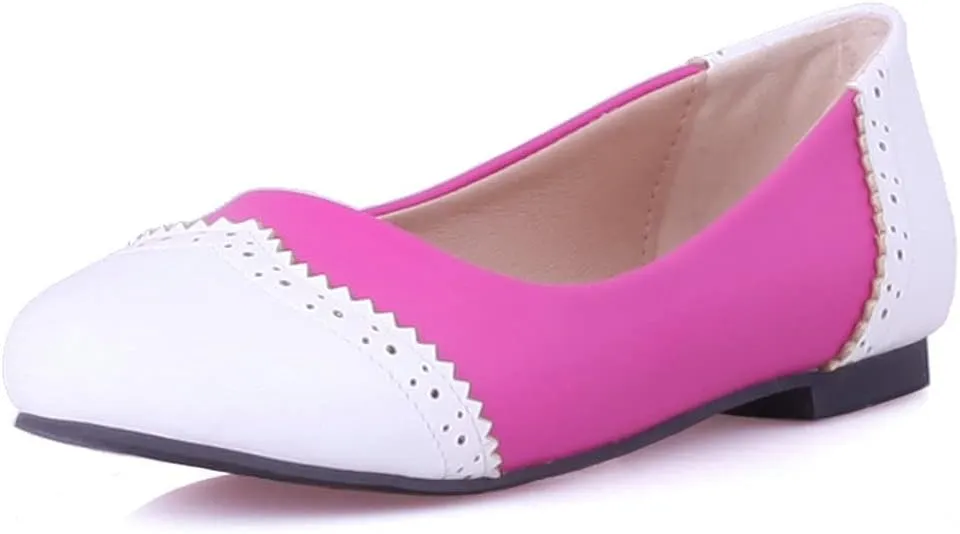 KOKOMOMO Womens Round Toe Slip On Ballet Flats Wingtip Oxford Pumps Vintage Rockabilly Shoes