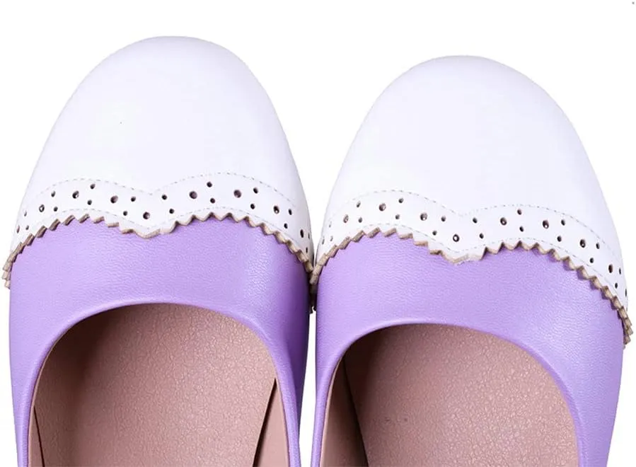 KOKOMOMO Womens Round Toe Slip On Ballet Flats Wingtip Oxford Pumps Vintage Rockabilly Shoes